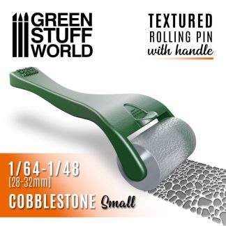 TEXTURED ROLLING PIN WITH HANDLE: COBBLESTONE SMALL