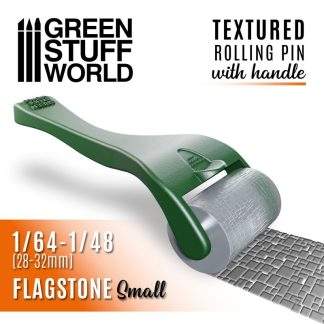 TEXTURED ROLLING PIN WITH HANDLE: FLAGSTONE SMALL