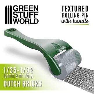 TEXTURED ROLLING PIN WITH HANDLE: DUTCH BRICKS