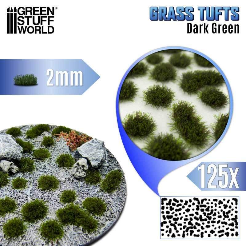 GRASS TUFTS 2MM DARK GREEN