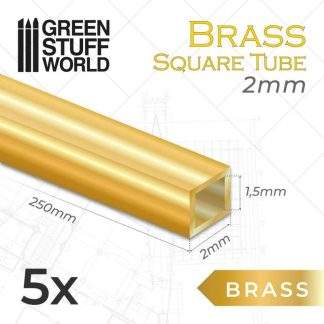SQUARE BRASS TUBE 2MM PACK X5