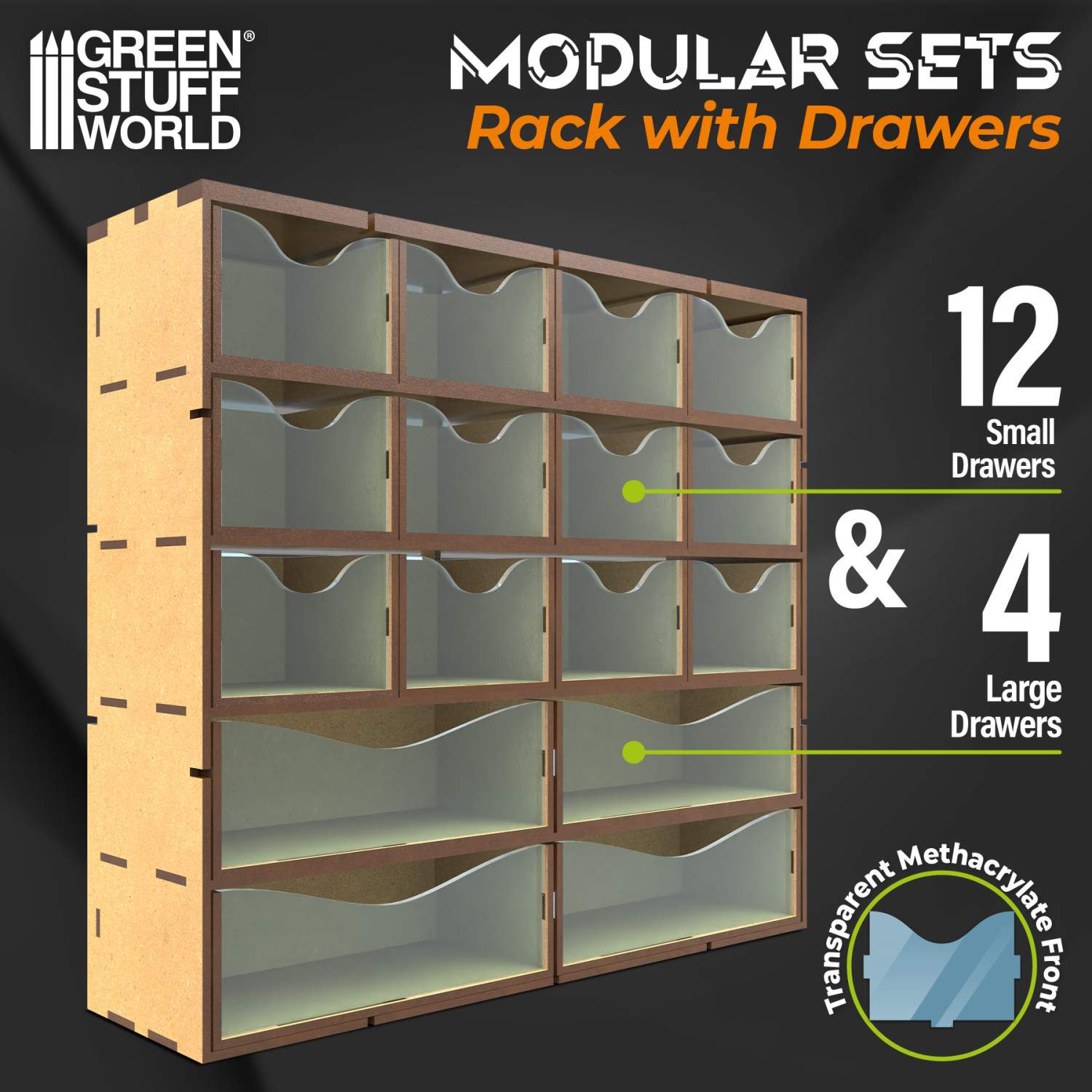 MDF Vertical rack with 16 Drawers
